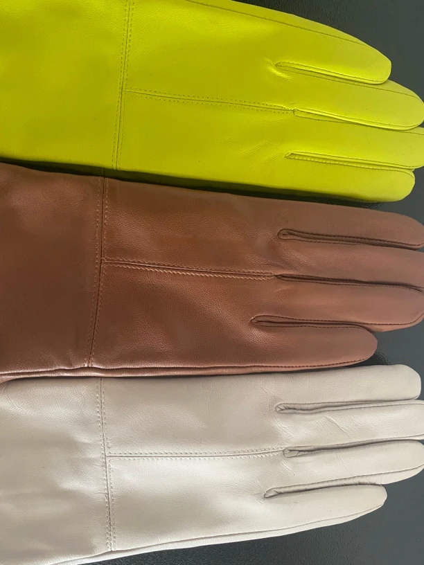 户外骑行时尚保暖百搭简约进口绿色羊皮真皮手套秋冬季加绒时尚