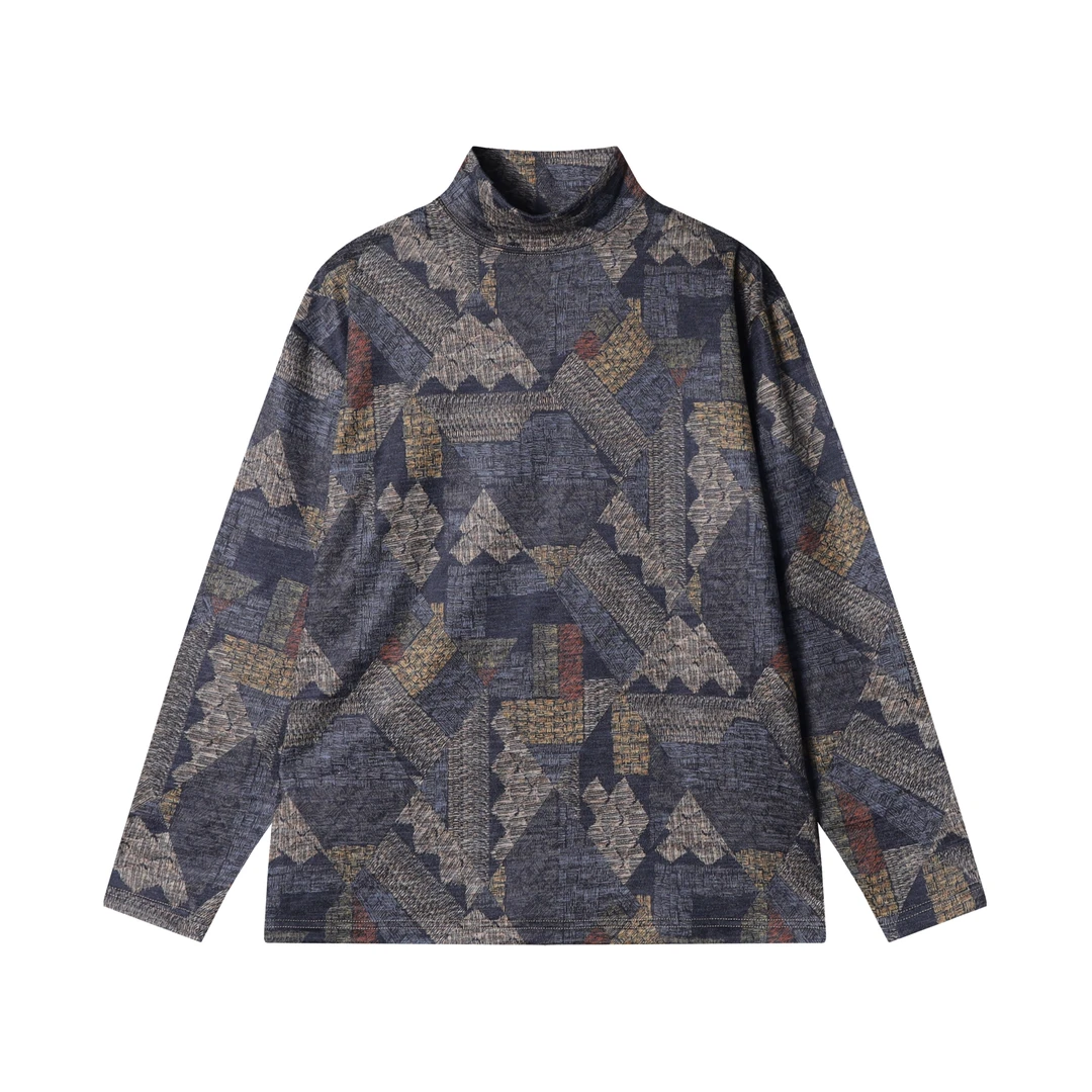 半高领套头民族风创意设计款长袖日系风格低调卫衣T2065