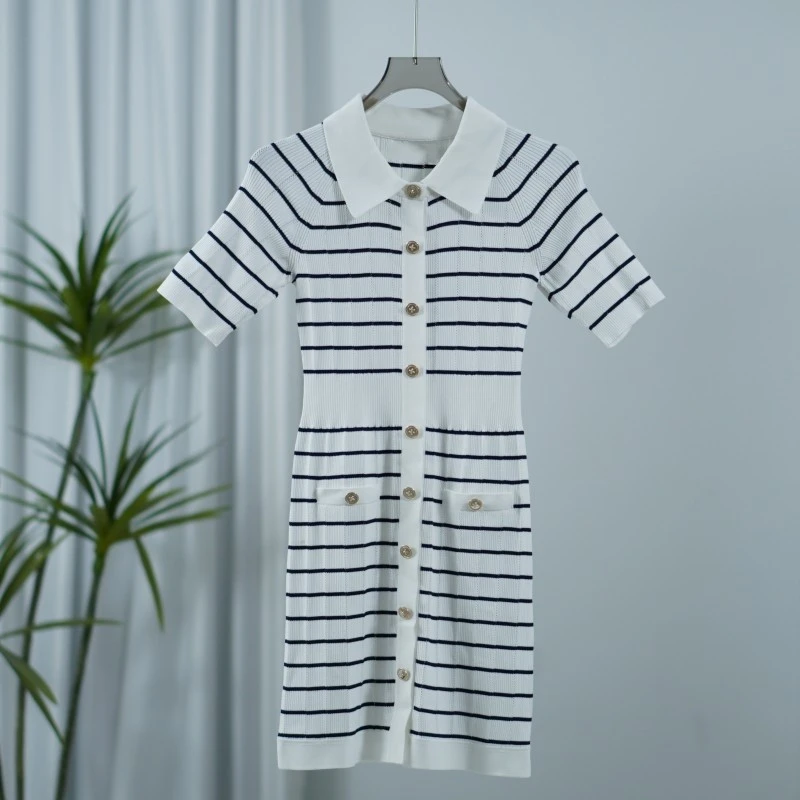 LI丽系列  Y756  女装时尚气质修身短袖针织连衣裙白色T73516011