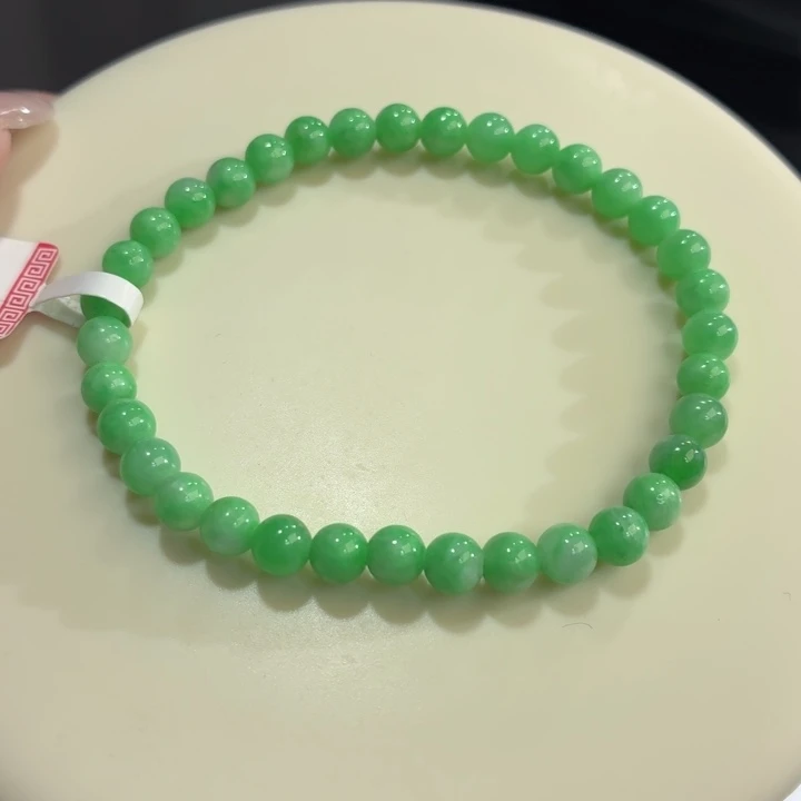 翡翠未镶嵌手链果阳绿卡5.6