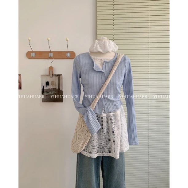 B-2489【不含内搭】东大门韩系春季新款小清新纯色减龄开衫