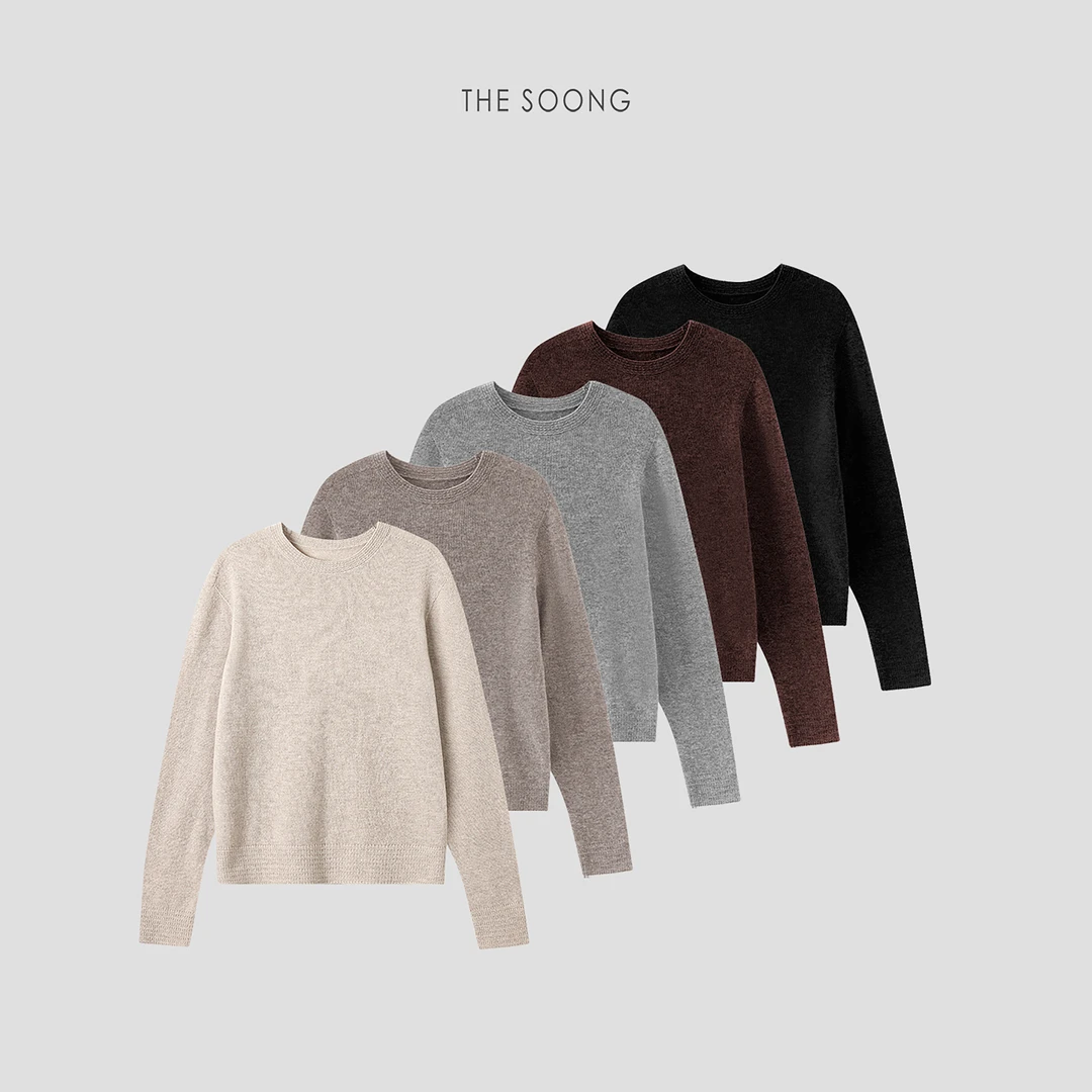 THESOONG|"菠萝针毛衣"羊绒羊毛细腻软糯松弛感圆领毛衣HWMY8081