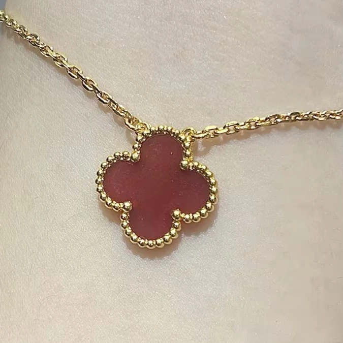 链子足银贝壳 9/12m四叶草单花项链时尚双面经典百搭简约延长