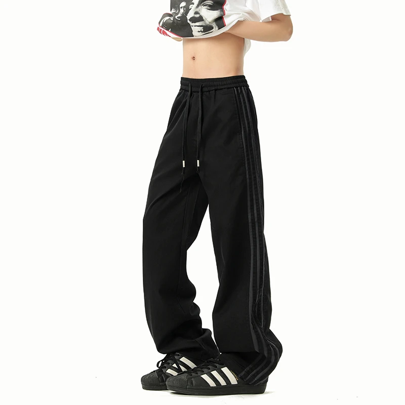 YINCHUANG/引创秋季休闲裤子港风潮流百搭大码垂感直筒宽松运动裤