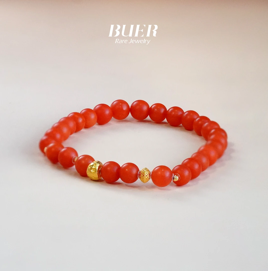 【不二】南红DIY18K金单圈手串6mm+