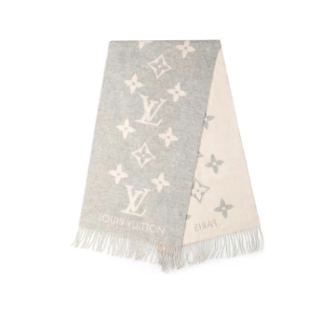 99新 LouisVuitton/路易威登 羊绒 绒线围巾灰色/191*46/A01777