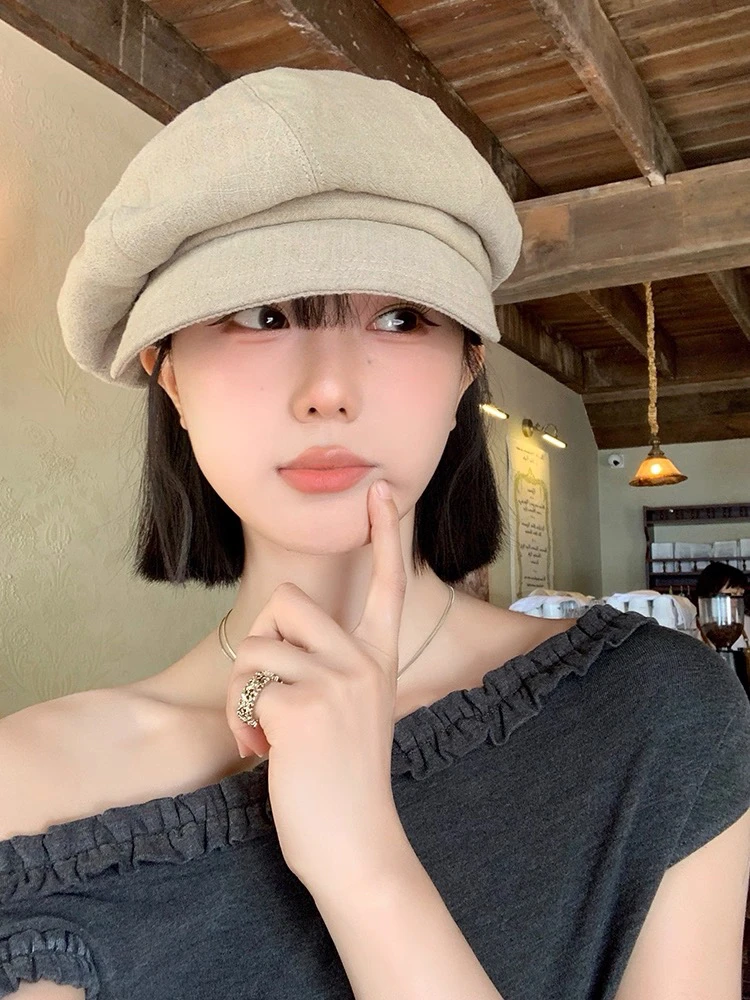 【森林推荐】原单植物纤维复古云朵贝雷帽大头女显脸小百搭休闲风