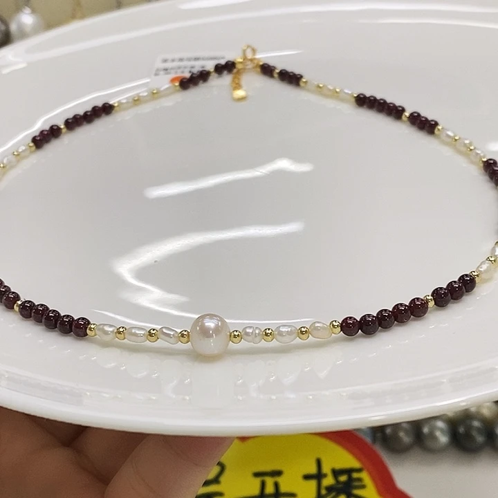 颈饰银S925镶嵌淡水珍珠淡水珍珠2-8mm