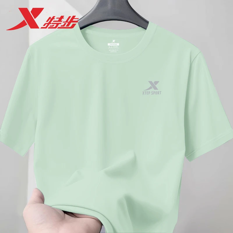 特步短袖男t恤冰丝速干上衣夏季圆领透气百搭半袖T运动健身衣男装