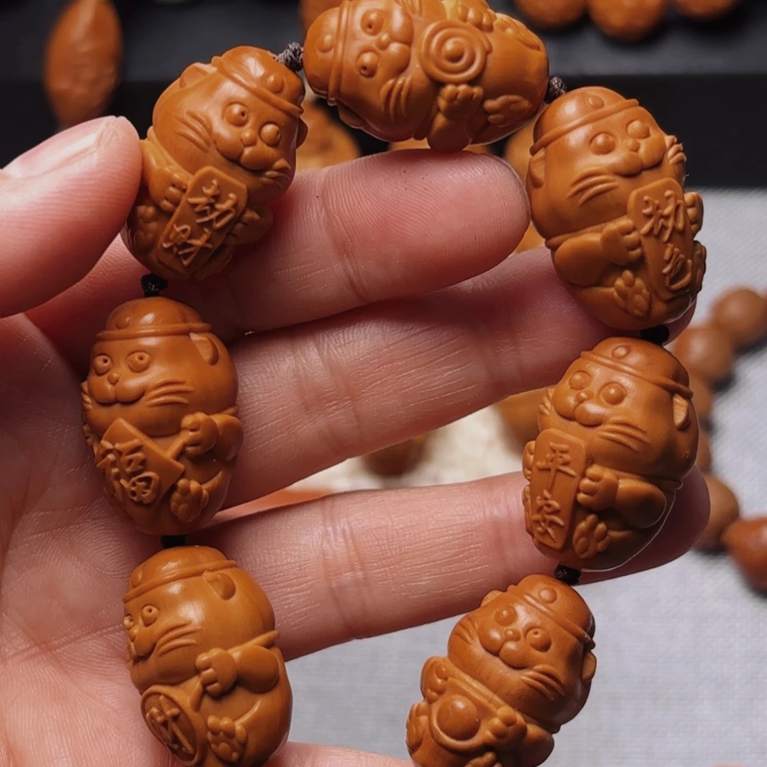 橄榄核手串/手链招财猫