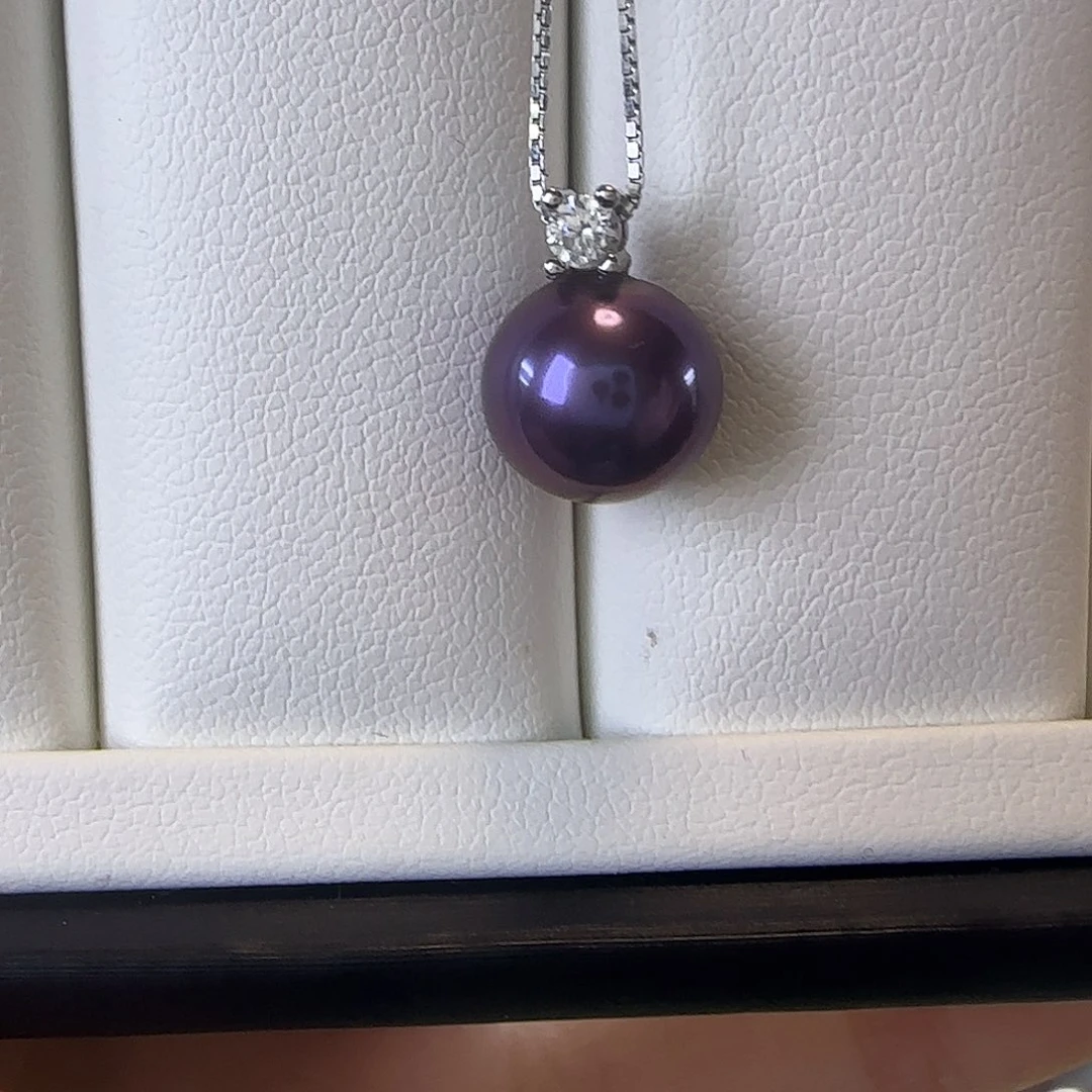 淡水珍珠银S925镶嵌颈饰9～10戴妃吊坠