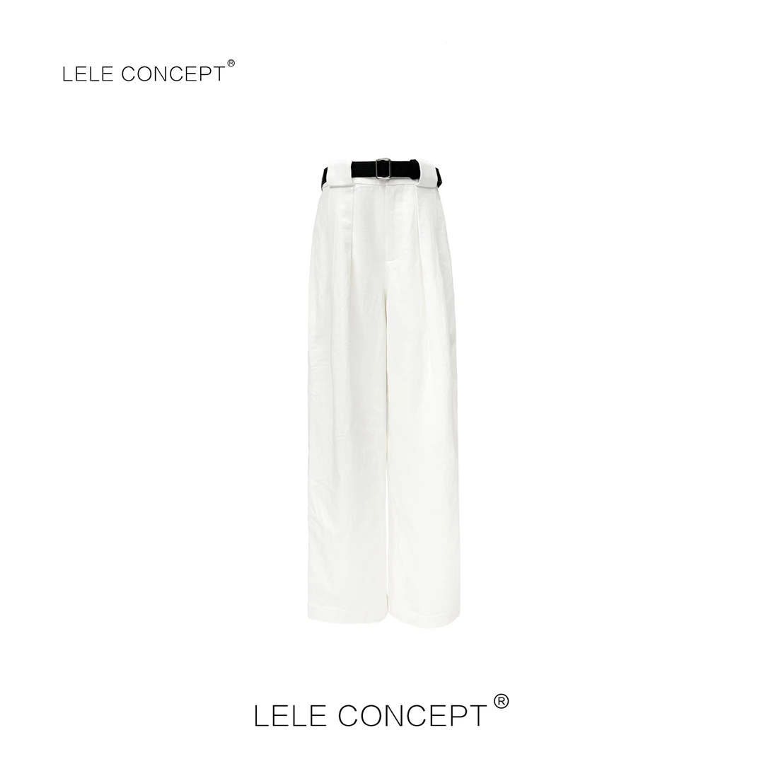 LELE CONCEPT丨都市休闲百搭款前压皱麻裤K0361
