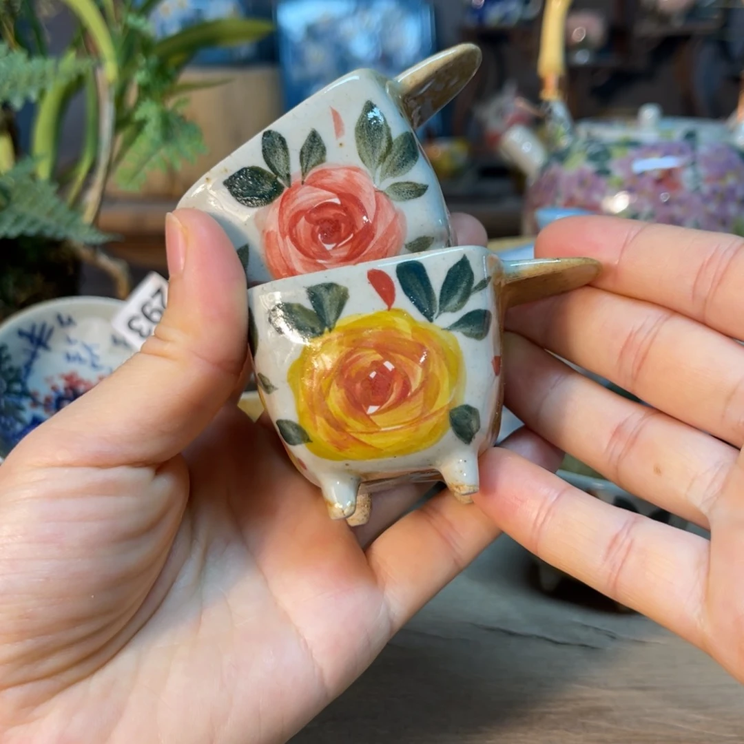 杯阿*素浅陶瓷手工手绘