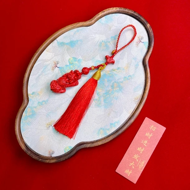 含辰砂工艺品高含量真朱砂水飞红砂貔貅钥匙扣601