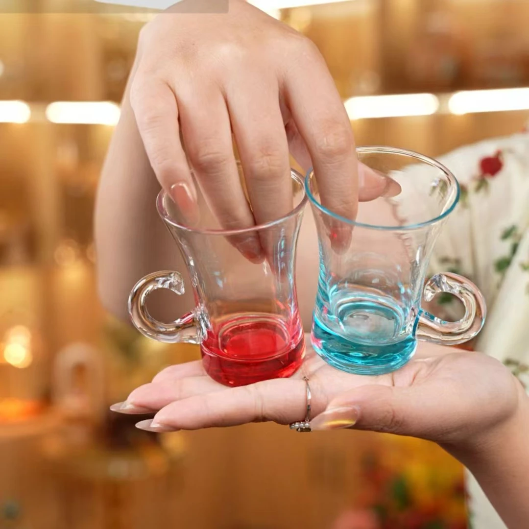 [拍一发二]外贸款水晶玻璃咖啡杯小众轻奢情侣酒杯创意彩色