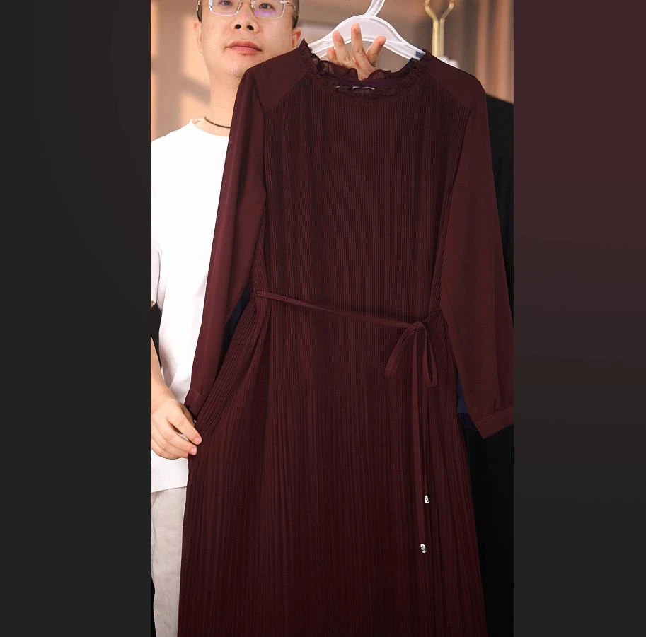 C65侧长袖XW1宽松连衣裙女装连衣裙显瘦长款