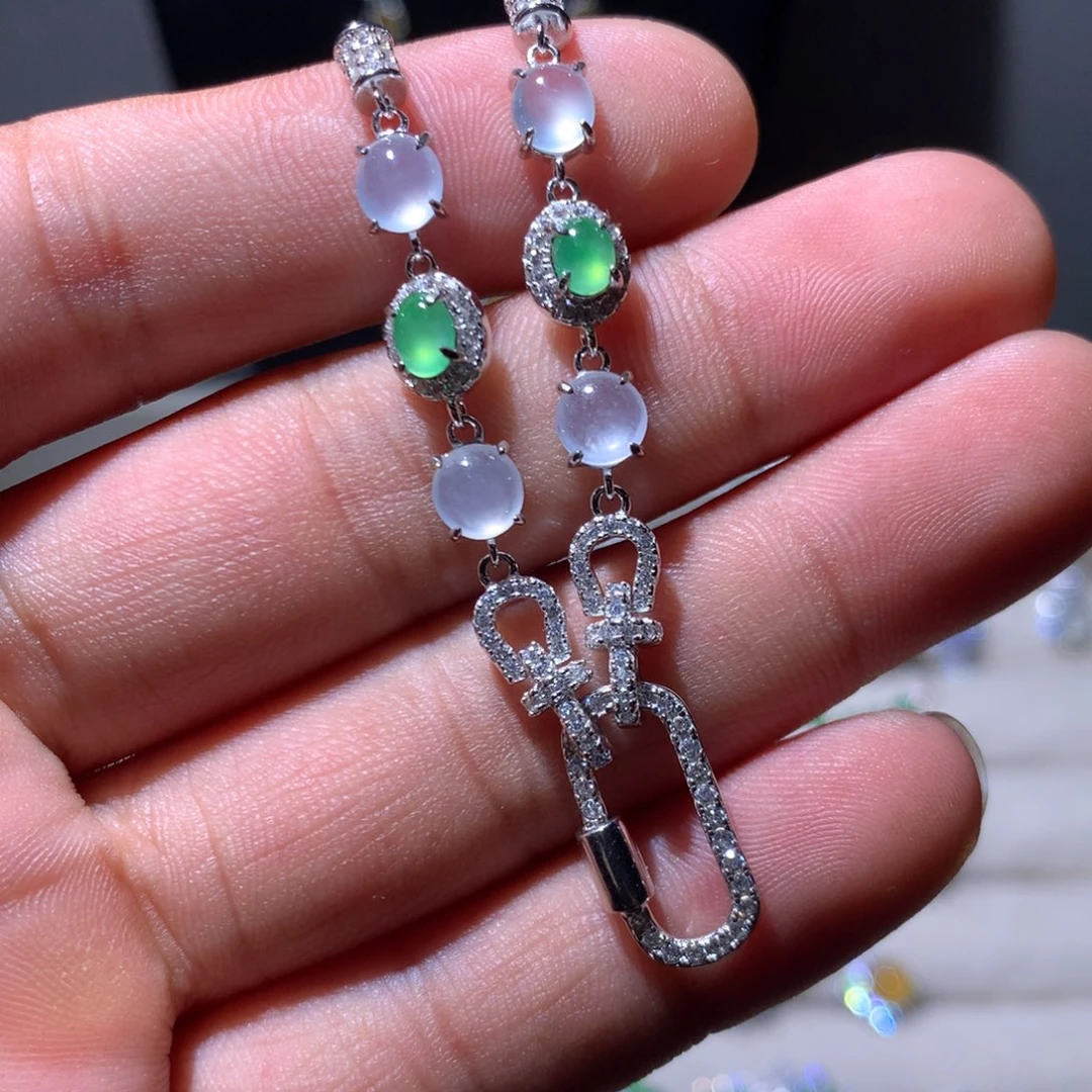 翡翠银S925镶嵌耳饰25