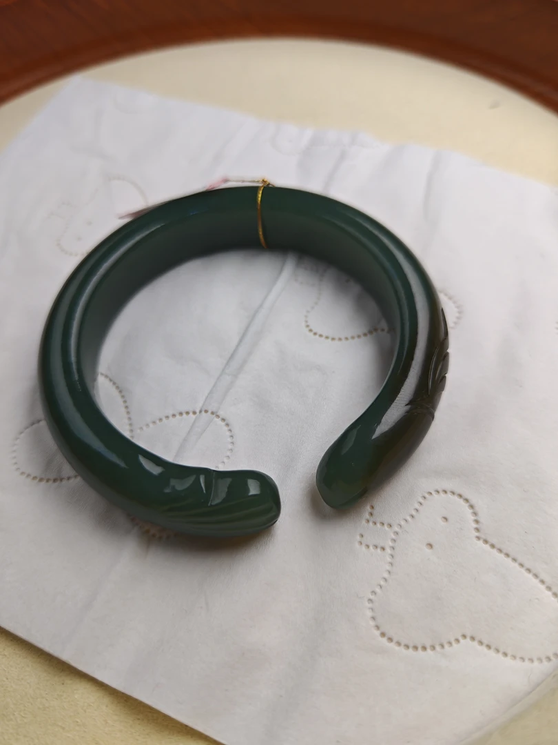 和田玉且末蓝手镯圈口59