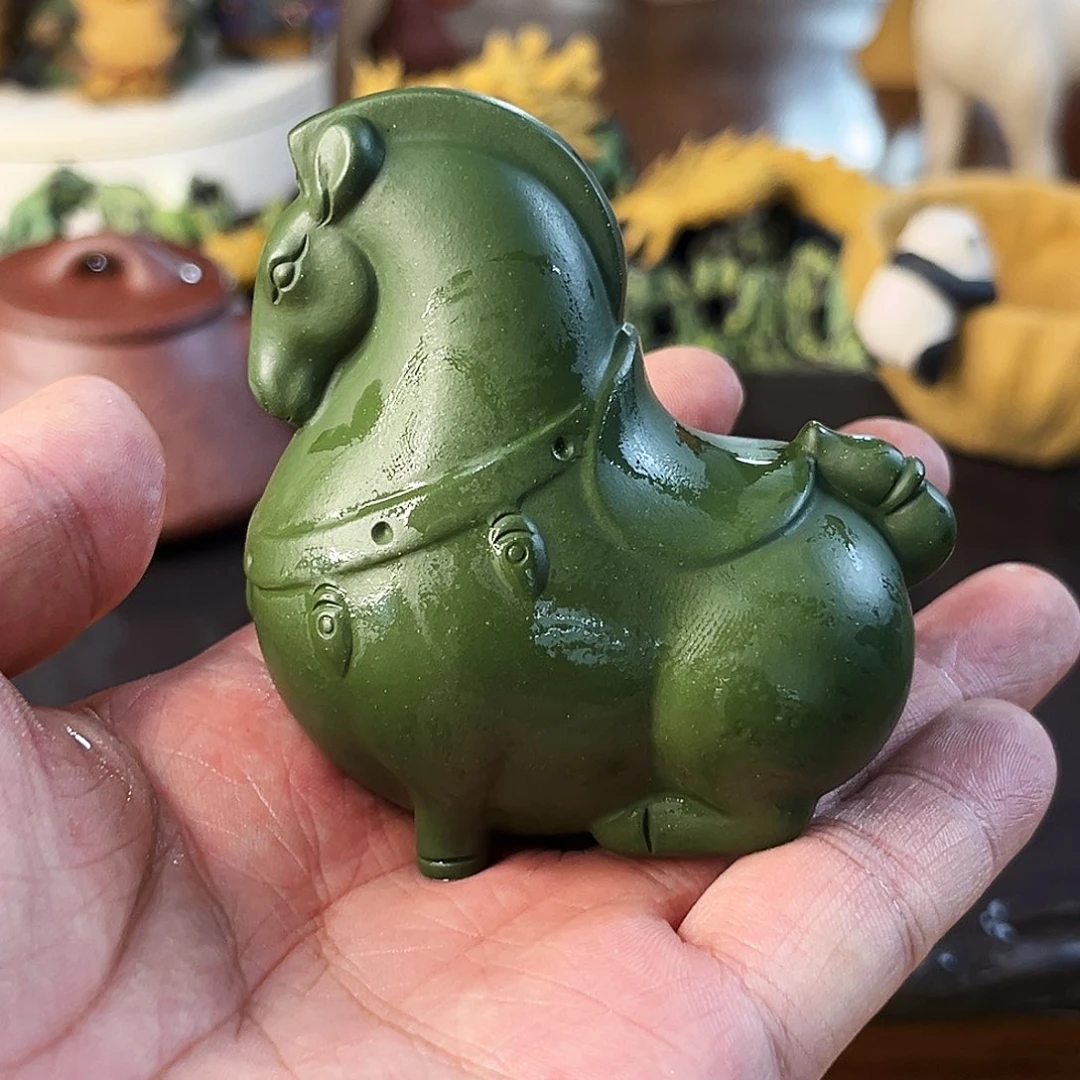 紫砂茶宠唐马绿泥！