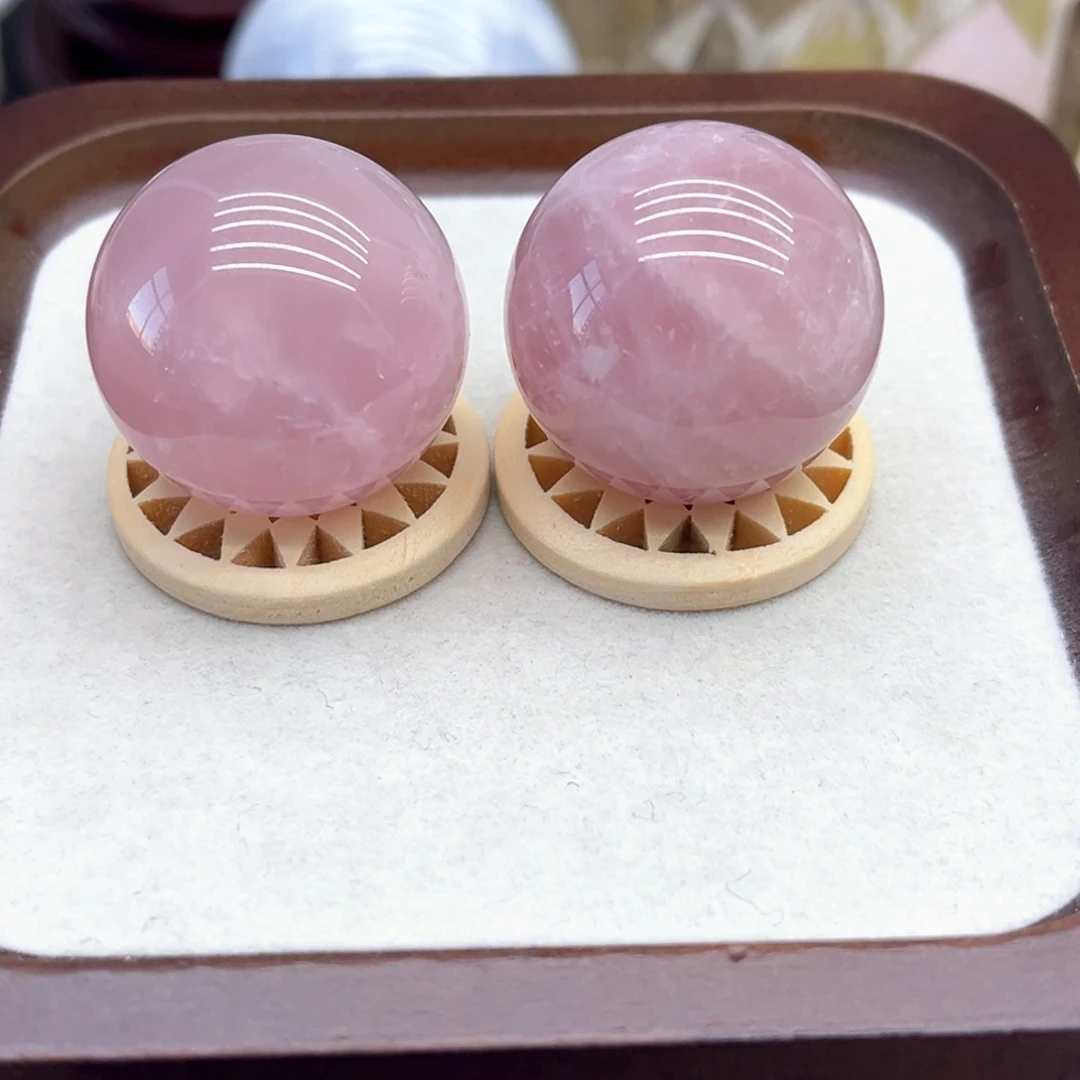 珠宝半成品水晶未镶嵌41 粉水晶球33mm