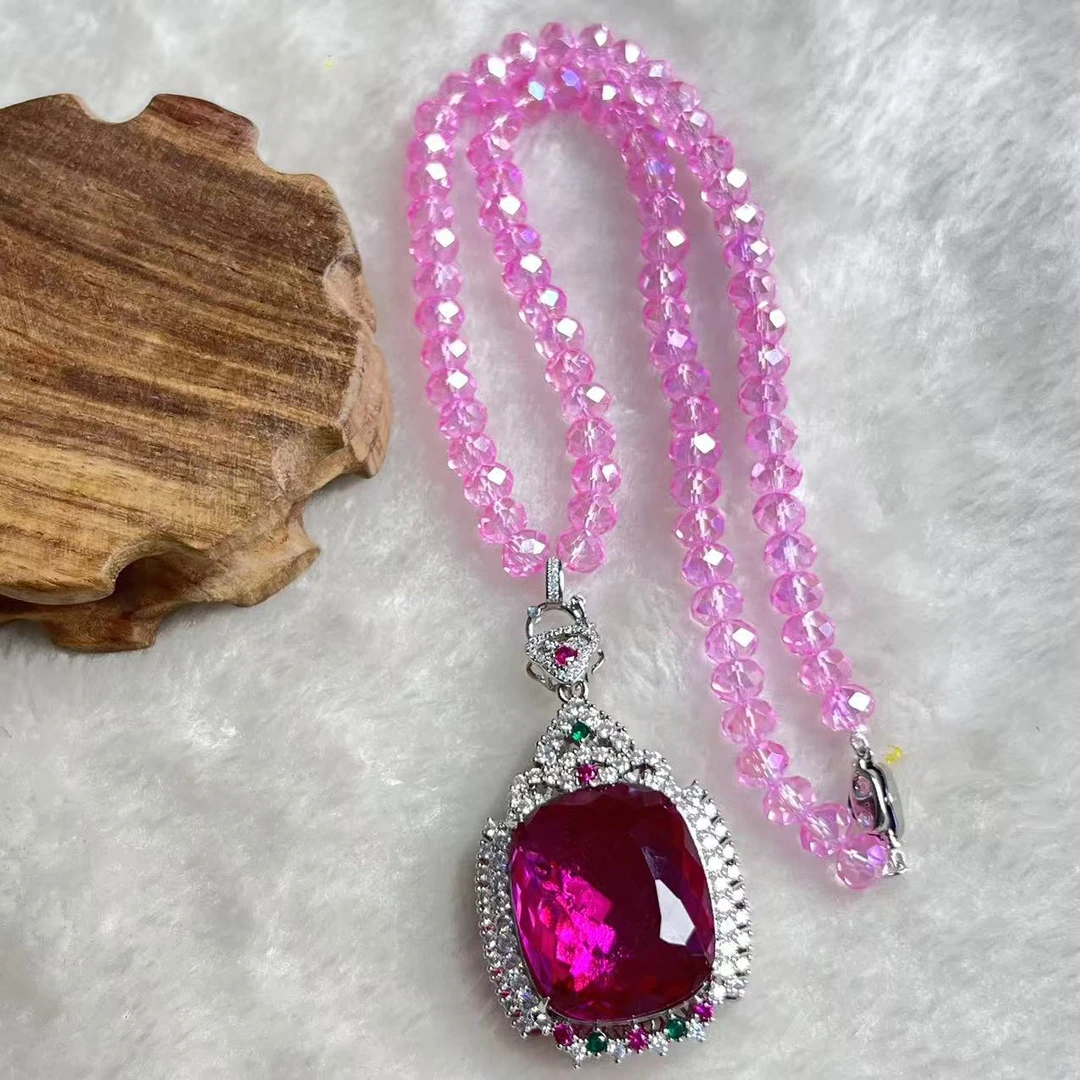 Y典藏品 玫红高端项链美观大气美轮美奂尽显魅力