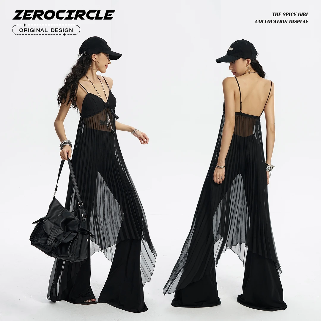 野生zero 轻薄雪纺性感时尚吊带夏季新款美式辣妹上衣 L35667E52