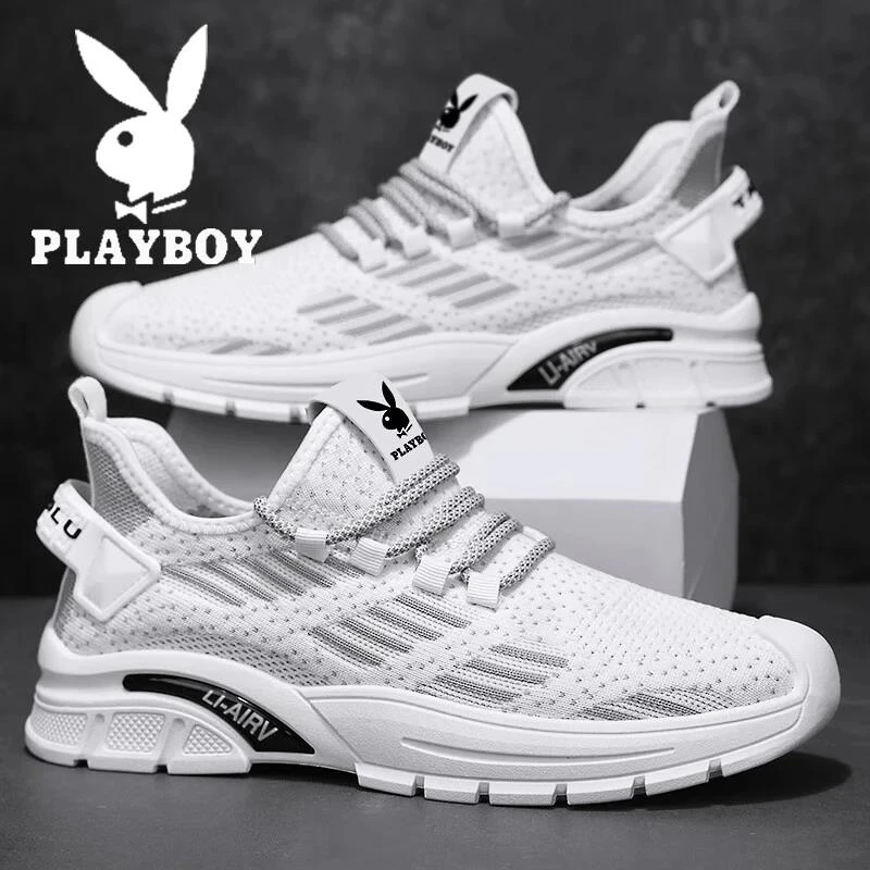 花花公子运动休闲男鞋夏季透气新款飞织薄款网面运动鞋子男款潮流