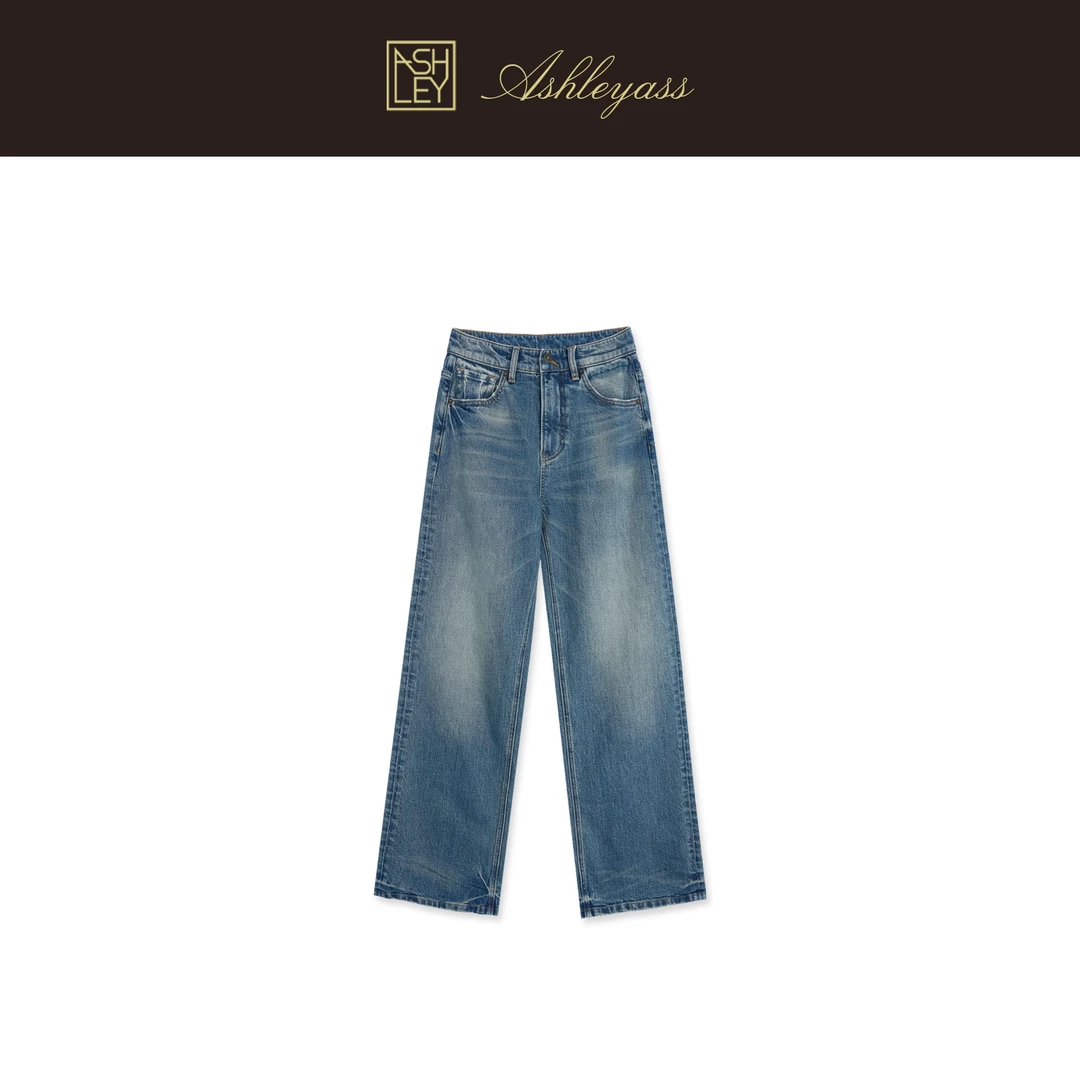 【ASHLEYASS】“微弹洗水棉感锥型牛仔裤”松弛感牛仔裤LSN251559W