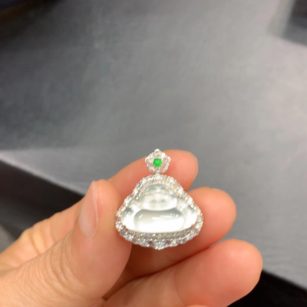 翡翠18K金镶嵌吊坠(不含链)