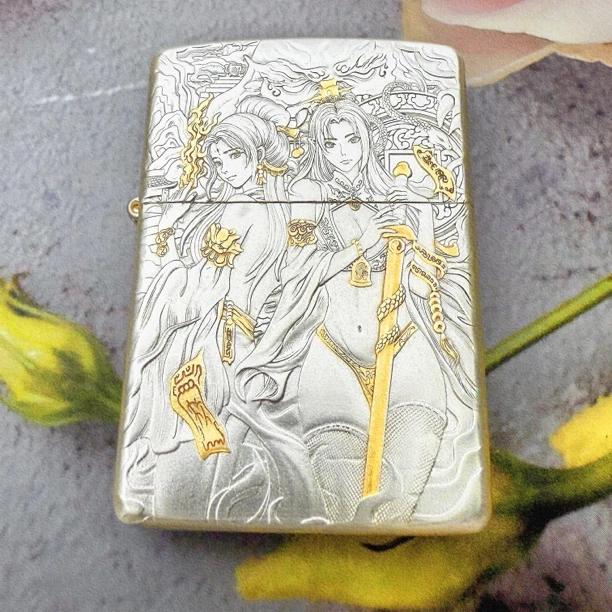ZIPPO打火机包银鎏金荣道人盔甲DYJ1