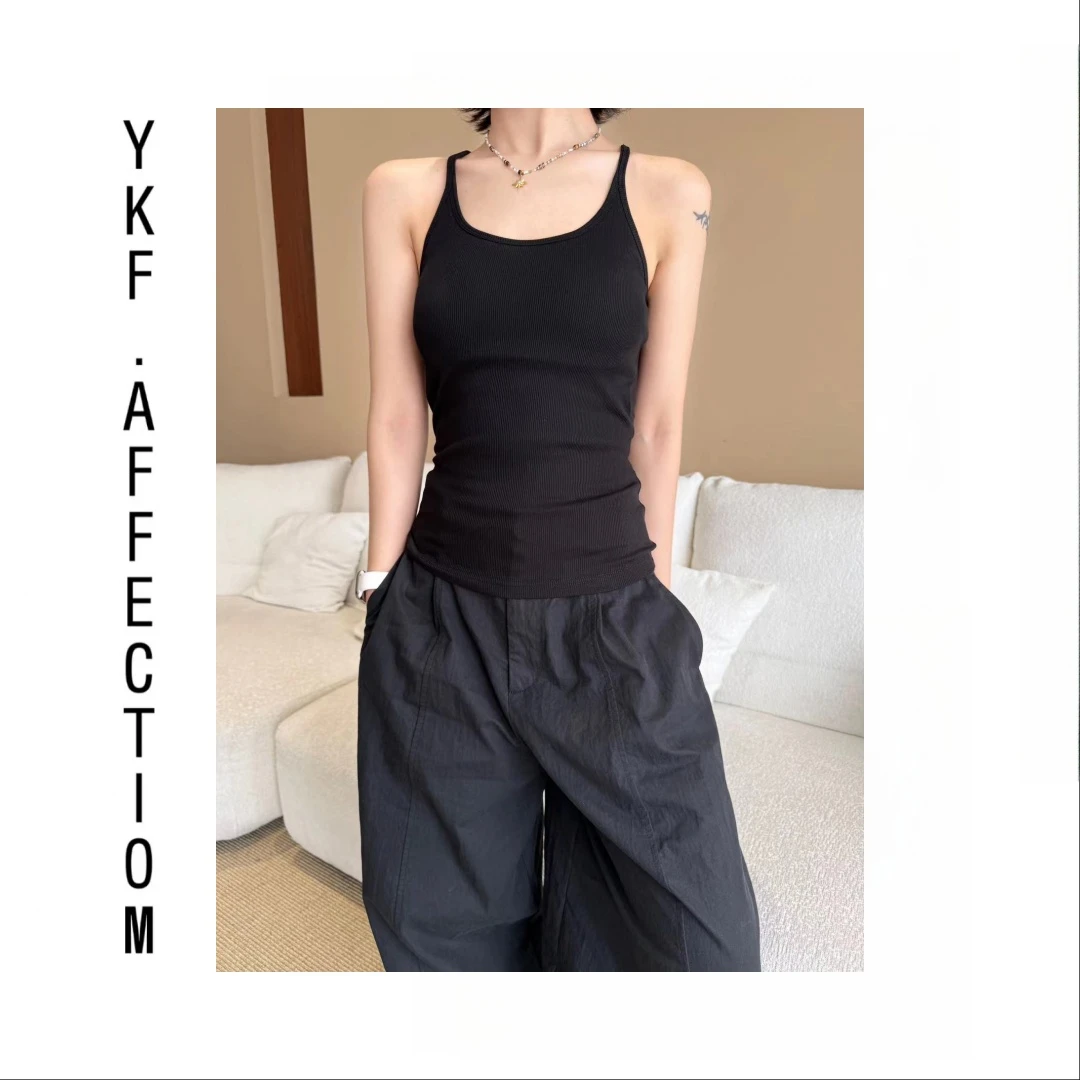 【舒适主义】韩系基础款带胸垫懒人纯色吊带背心61616