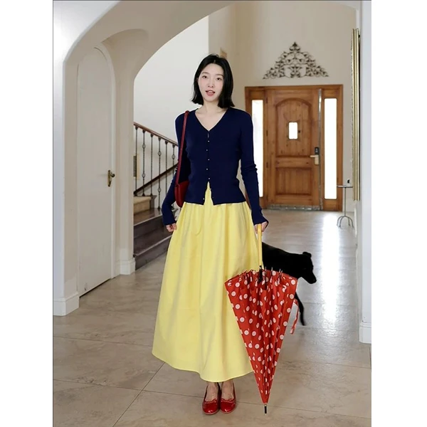 迪士尼在逃公主显瘦开衫高腰半裙G924A20997