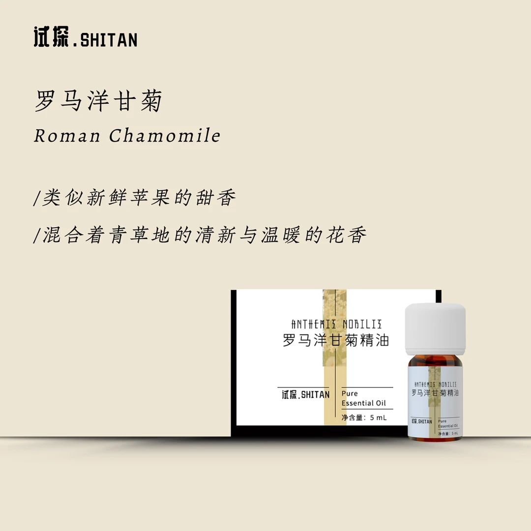 SHITAN试探罗马洋甘菊精油单方天然植物香氛卧室舒缓睡眠无火香薰