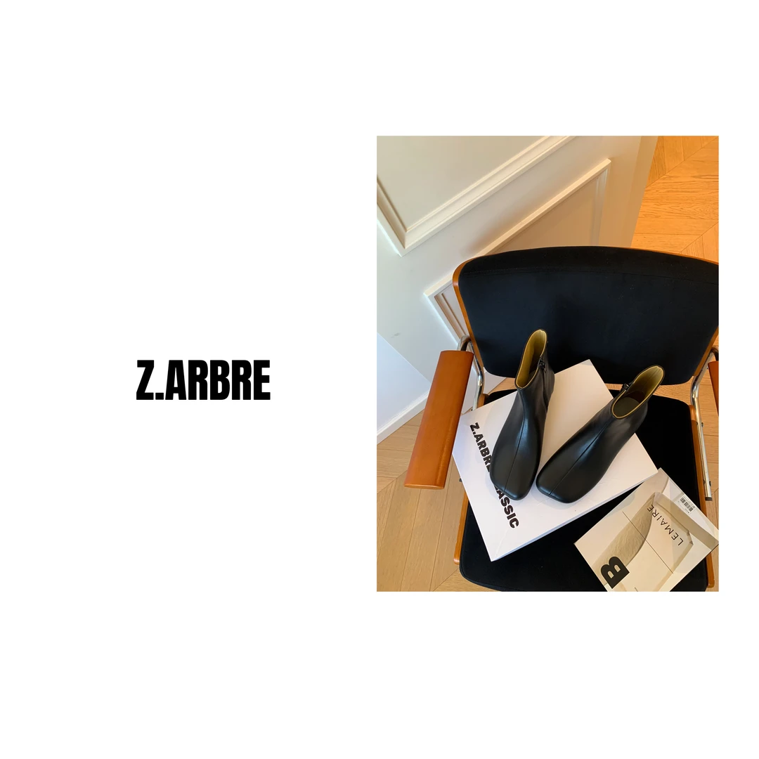 Z.ARBRE 新年战靴 头层牛皮 萌丑苹果头短靴女