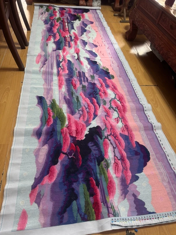 纯手工十字绣成品紫气东来大版本2.9米客厅装饰挂画