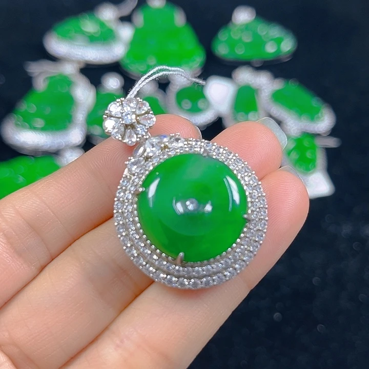 翡翠银S925镶嵌吊坠(不含链)
