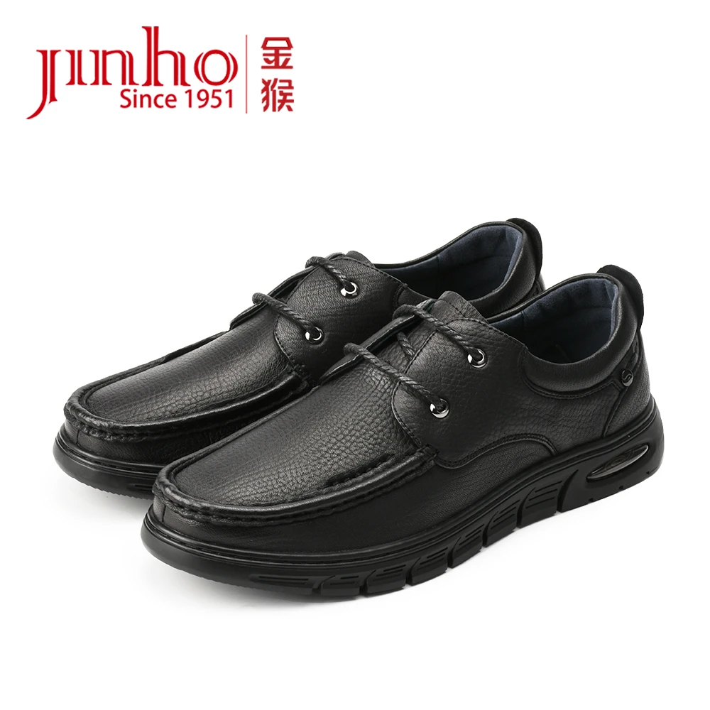Jinho/金猴软底商务透气舒适羊皮爸爸鞋休闲皮鞋系带U2800823A/B