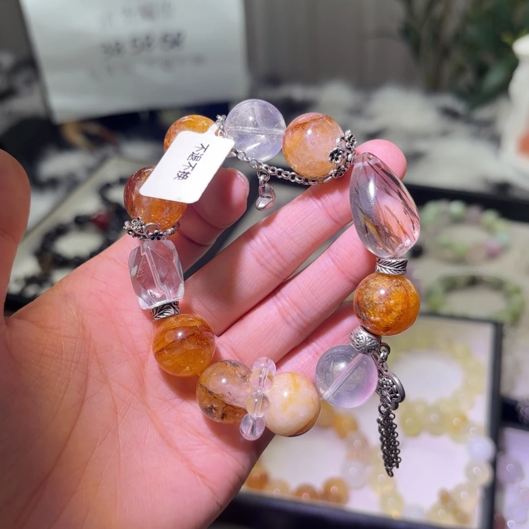 银S925镶嵌手链烟晶