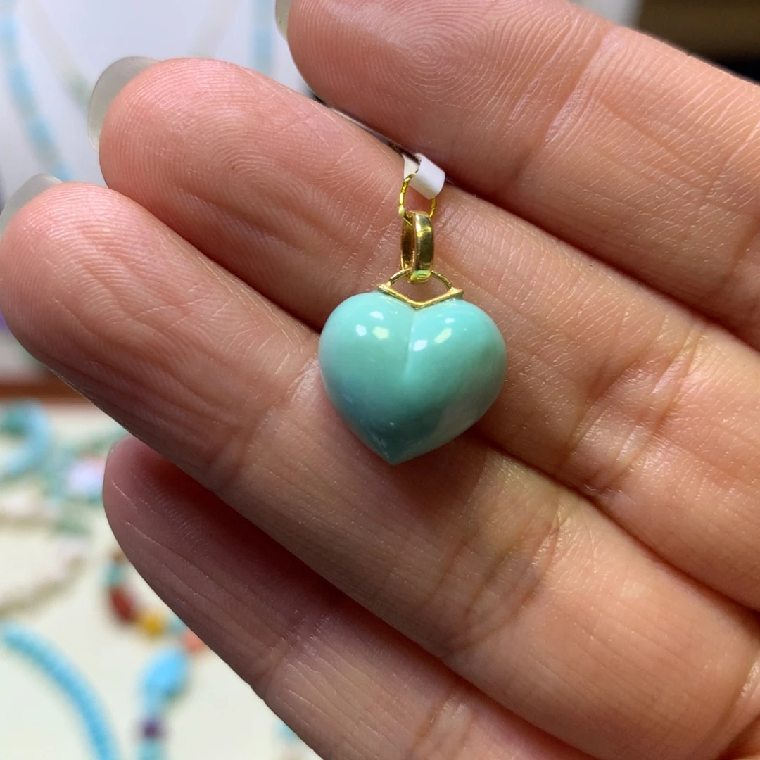 绿松石18K金镶嵌吊坠