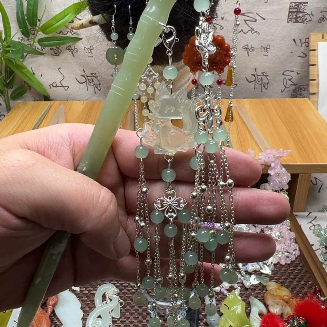 蛇纹石玉合金发饰