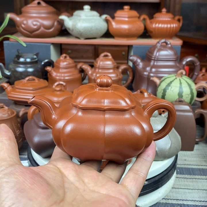 紫砂茶壶筋纹传炉260cc原矿赵庄朱泥特价