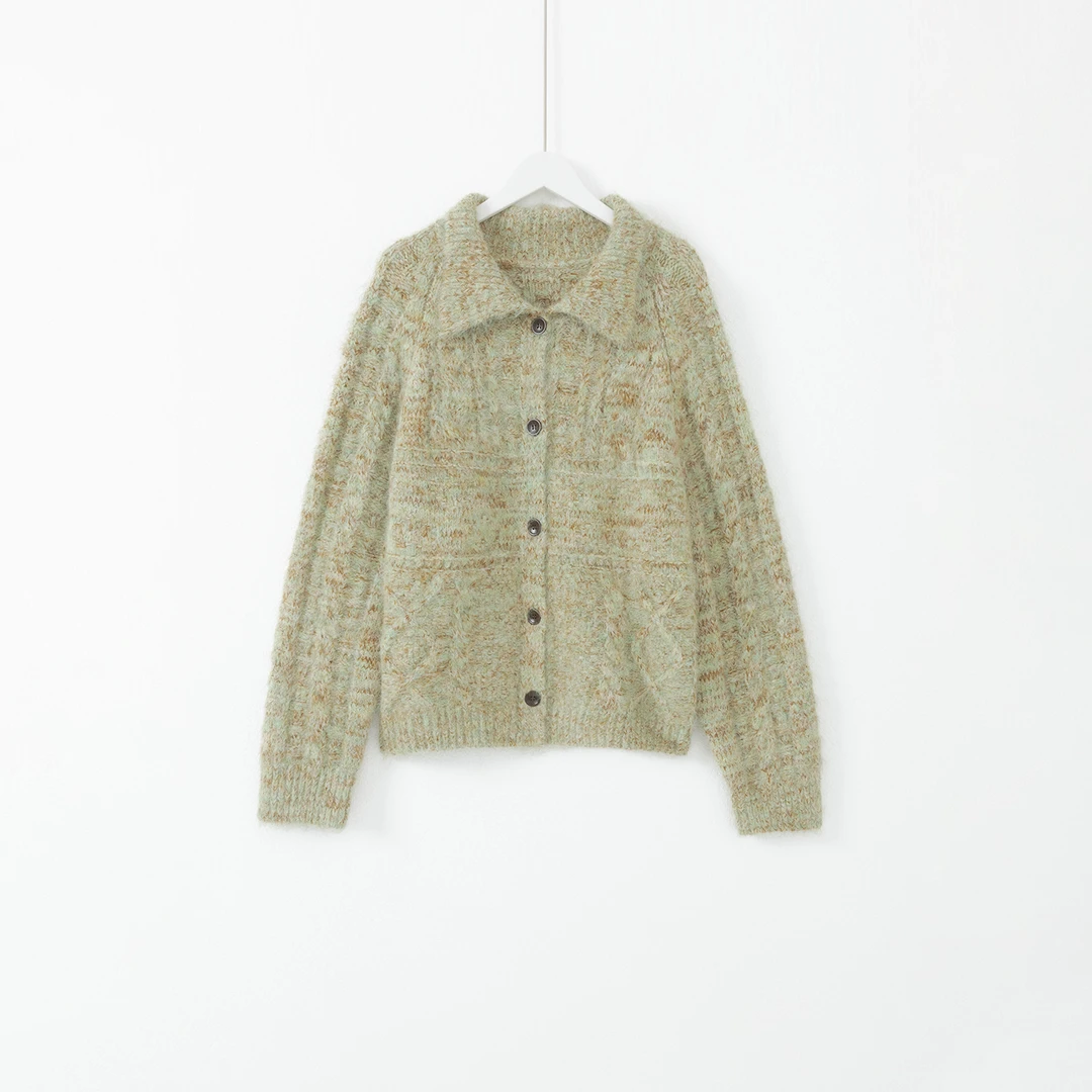 几里与麻 复古花纱菱格麻花针织开衫 衣长55胸围112 2090952