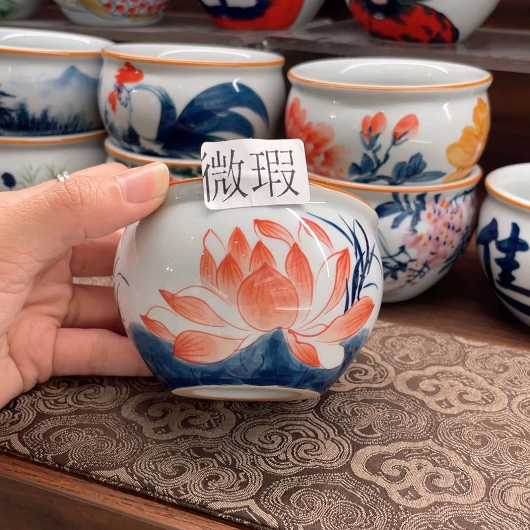 釉下彩纯手绘有瑕
