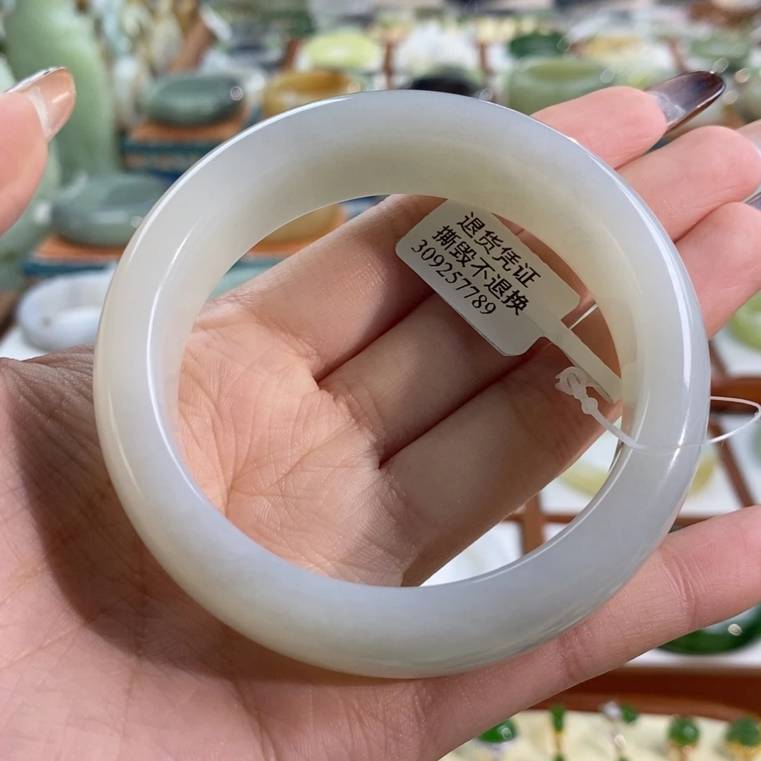 和田玉未镶嵌手镯且末白玉飘青花59/60