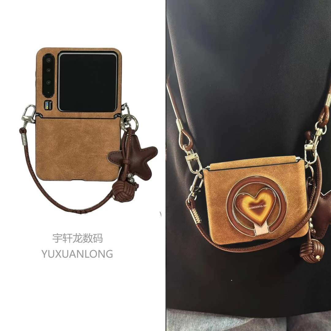 适用华为purax手机壳pocket2折叠屏美拉德棕磁吸小米mixflip2荣耀