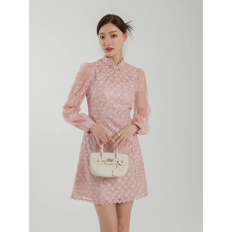 【媛媛女王专享】品玉蕾丝旗袍年轻款气质高端P31TL2527