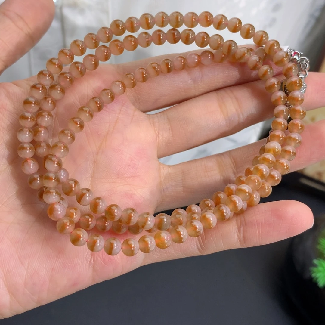 翡翠未镶嵌手串卡4.9胶润鸳鸯红翡项链