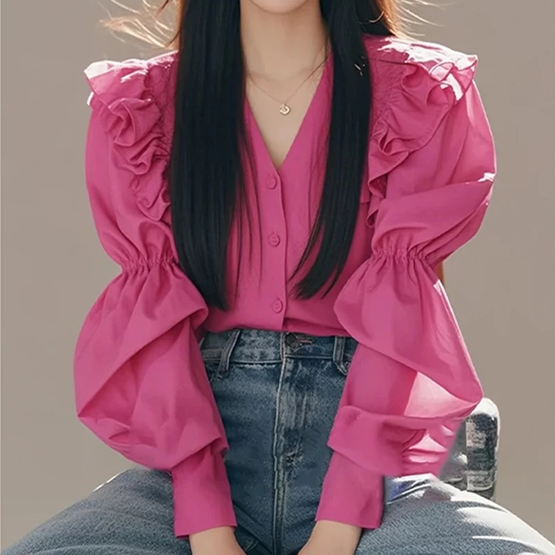 设计感独特超好看漂亮衬衫女春夏新款设计感洋气百搭泡泡袖上衣
