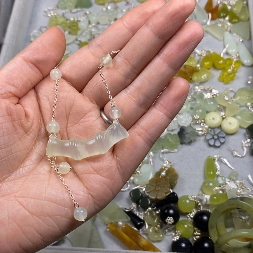 【闪购商品】未镶嵌蛇纹石玉挂件耳饰耳环项链