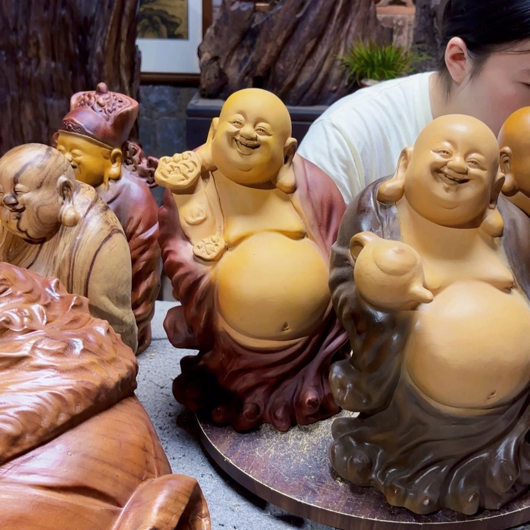 跟***儿香樟木如意弥勒佛